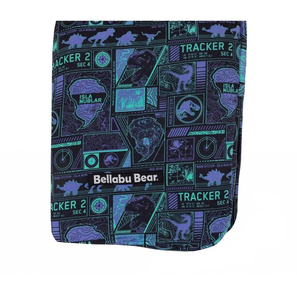 NEW BELLABU BEAR kid's jurassic park tracker bamboo blanket in blue